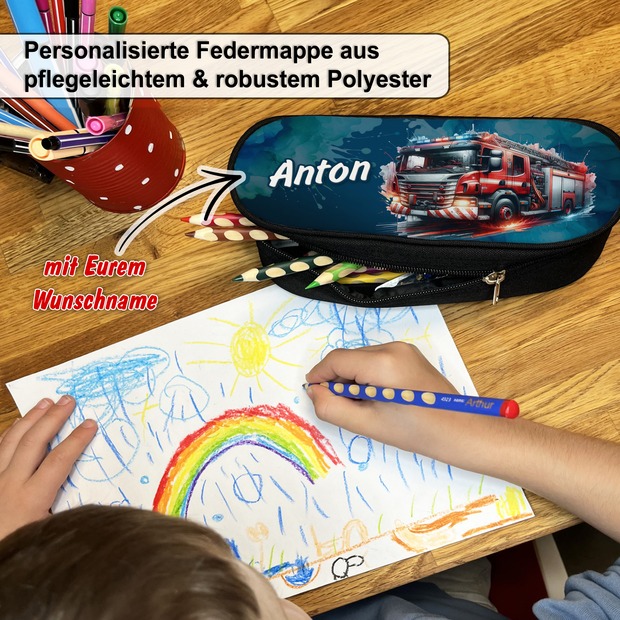 Unikatolo Federmäppchen Feuerwehr mit Name personalisiert