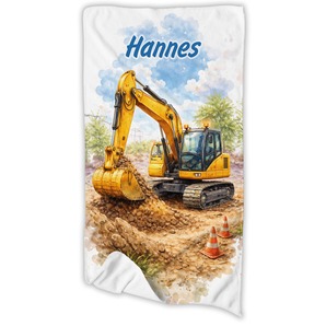 Unikatolo Kinder Handtuch Bagger mit Name personalisiert