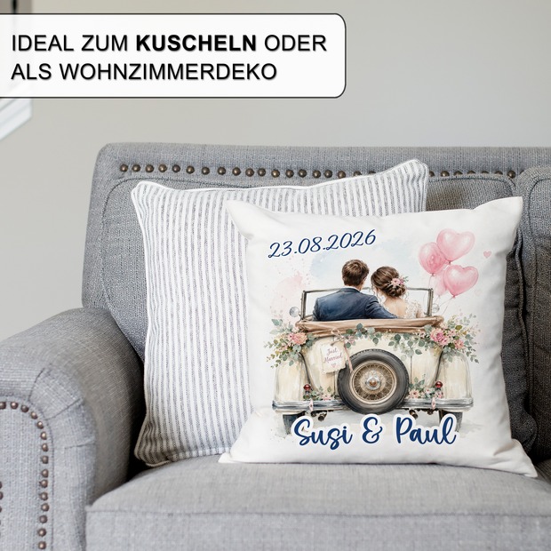 Unikatolo Kissen Motiv Hochzeit 2 mit Namen personalisiert
