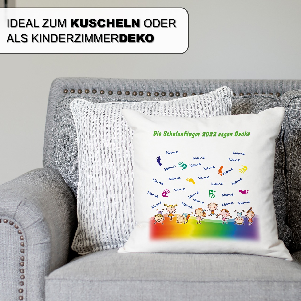 Unikatolo Kissen Kita-Abschiedsgeschenk mit Händen und Namen - bis 30 Namen