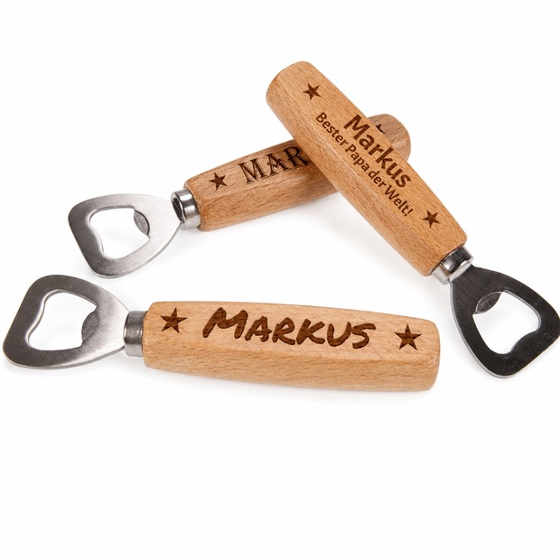 Unikatolo Flaschenöffner aus Holz mit Name personalisiert