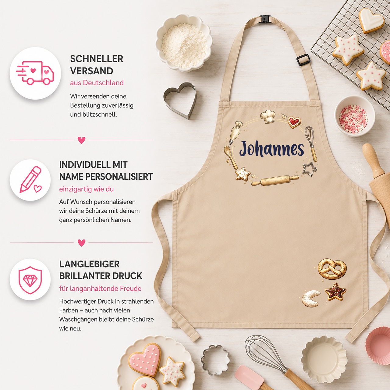 Unikatolo Kinderschürze BACKEN mit Name personalisiert | HELLBLAU