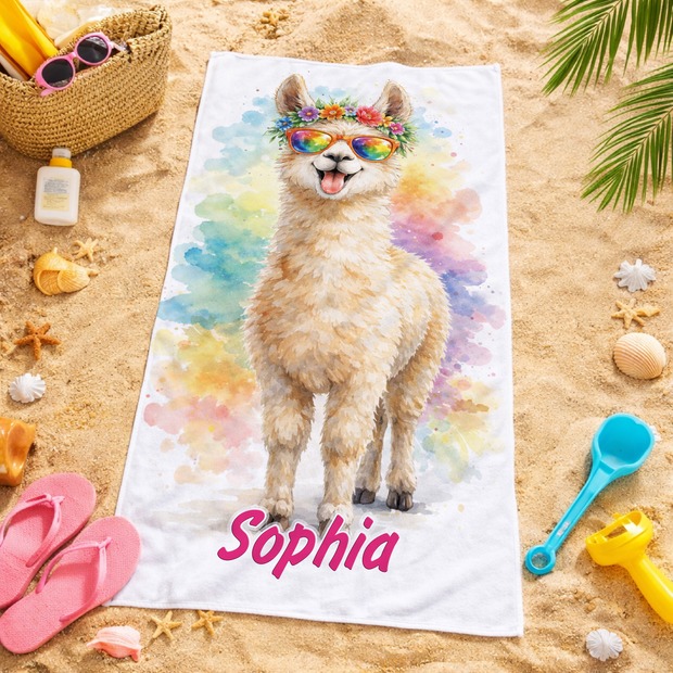 Unikatolo Kinder Handtuch Alpaka mit Name personalisiert