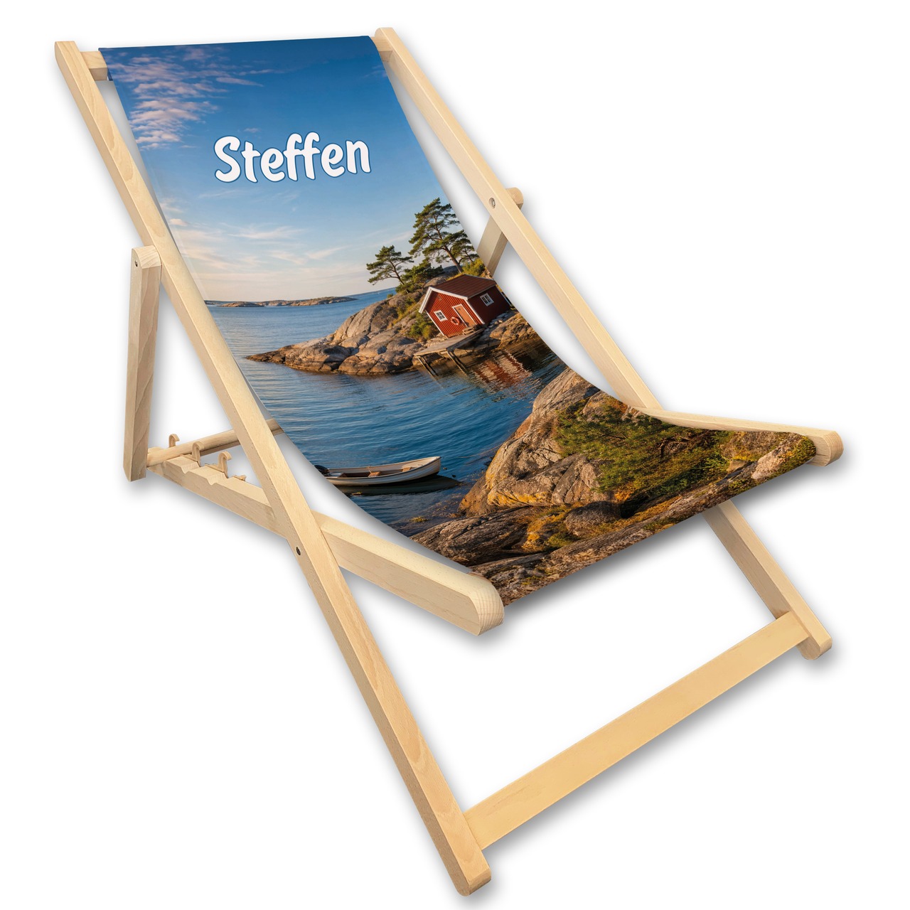 Unikatolo Liegestuhl mit Küstenmotiv und Name personalisiert | Schweden
