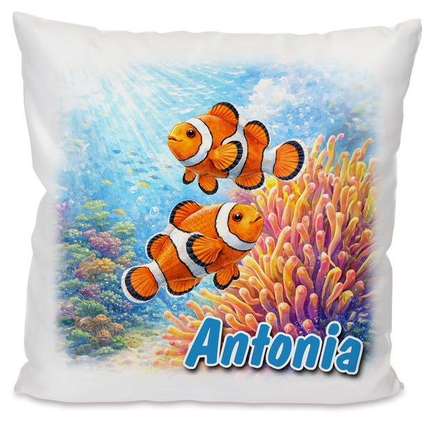 Personalisiertes Kissen mit Fische und Name bedruckt