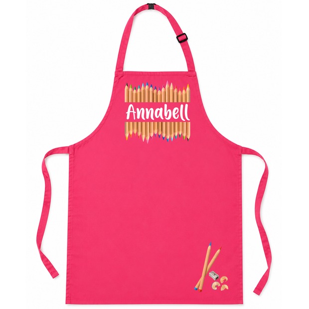 Unikatolo Kinderschürze Buntstifte mit Name personalisiert | PINK