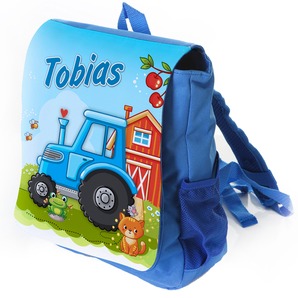 Unikatolo Kindergartenrucksack Traktor mit Name | blau