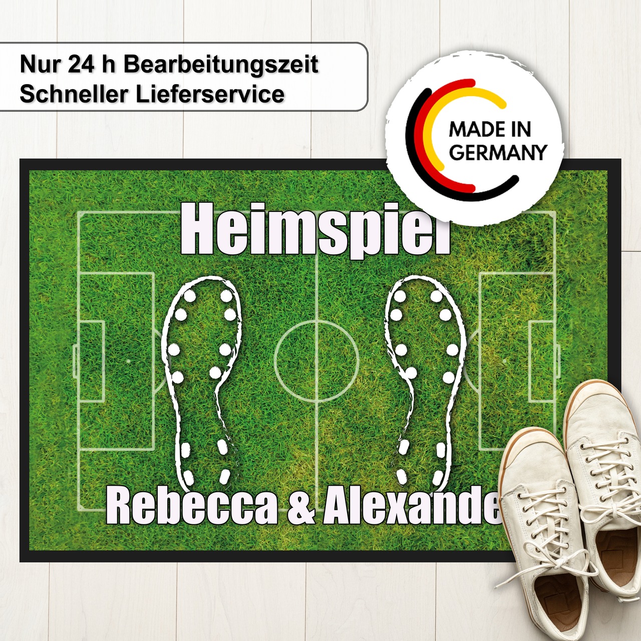 Unikatolo Fußball Fußmatte Heimspiel mit Name personalisiert