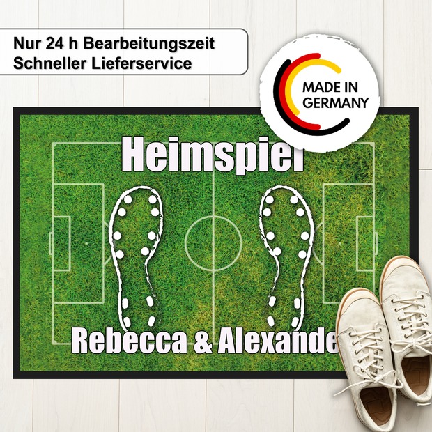 Unikatolo Fußball Fußmatte Heimspiel mit Name personalisiert
