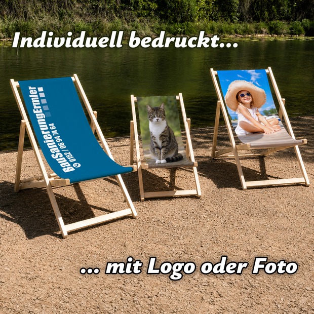 Unikatolo Liegestuhl mit FOTO oder Logo personalisiert bedruckt