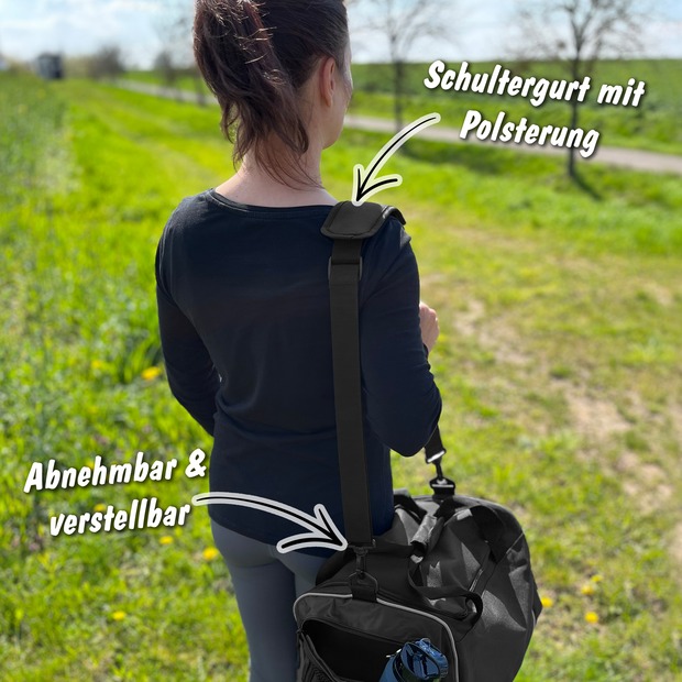 Unikatolo Sporttasche Einhorn mit Name personalisiert | Schwarz