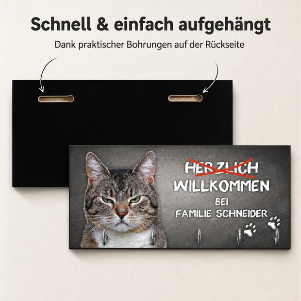Unikatolo Schlüsselbrett Miezepeter mit Name personalisiert