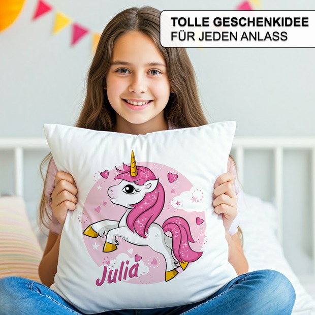 Unikatolo Kissen Motiv Einhorn mit Name personalisiert