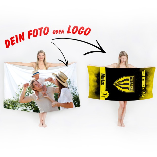 Unikatolo Badetuch mit Foto bedruckt, personalisiert
