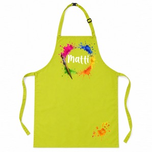Unikatolo Kinderschürze Farbkleckse mit Name personalisiert | GRÜN