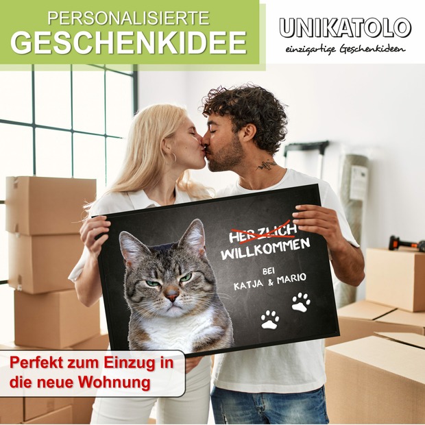Unikatolo Fußmatte Motiv Miezepeter mit Name personalisiert