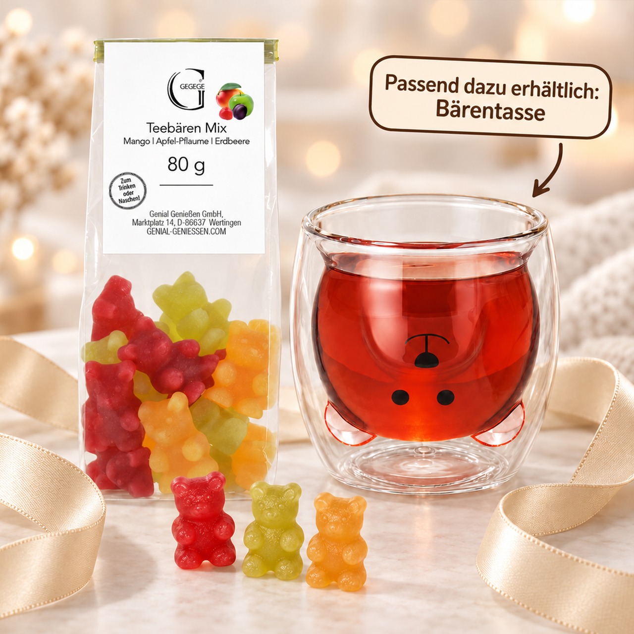 Tee-Bären Mix – Mango & Apfel-Pflaume & Erdbeere 80g