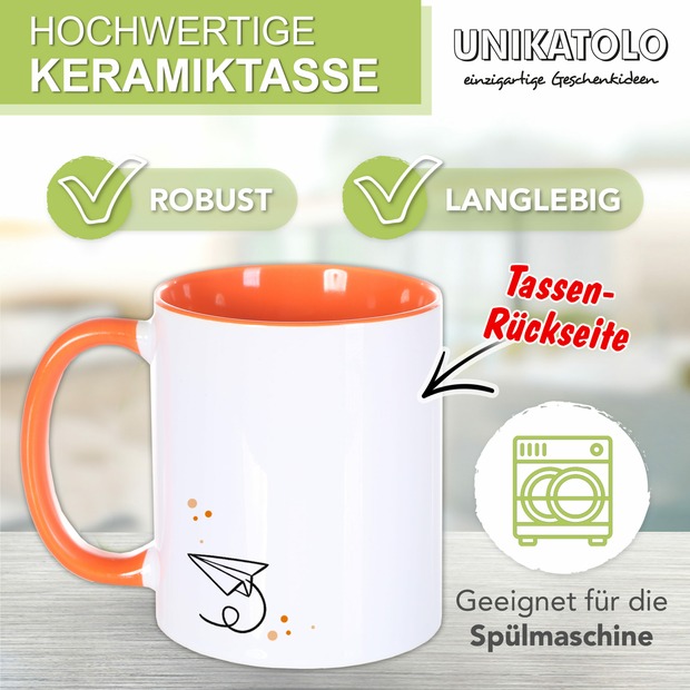 Unikatolo Tasse Schulkind Fuchs mit Name bedruckt ORANGE