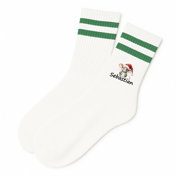 Weihnachtssocken Weihnachtsmaus mit Name