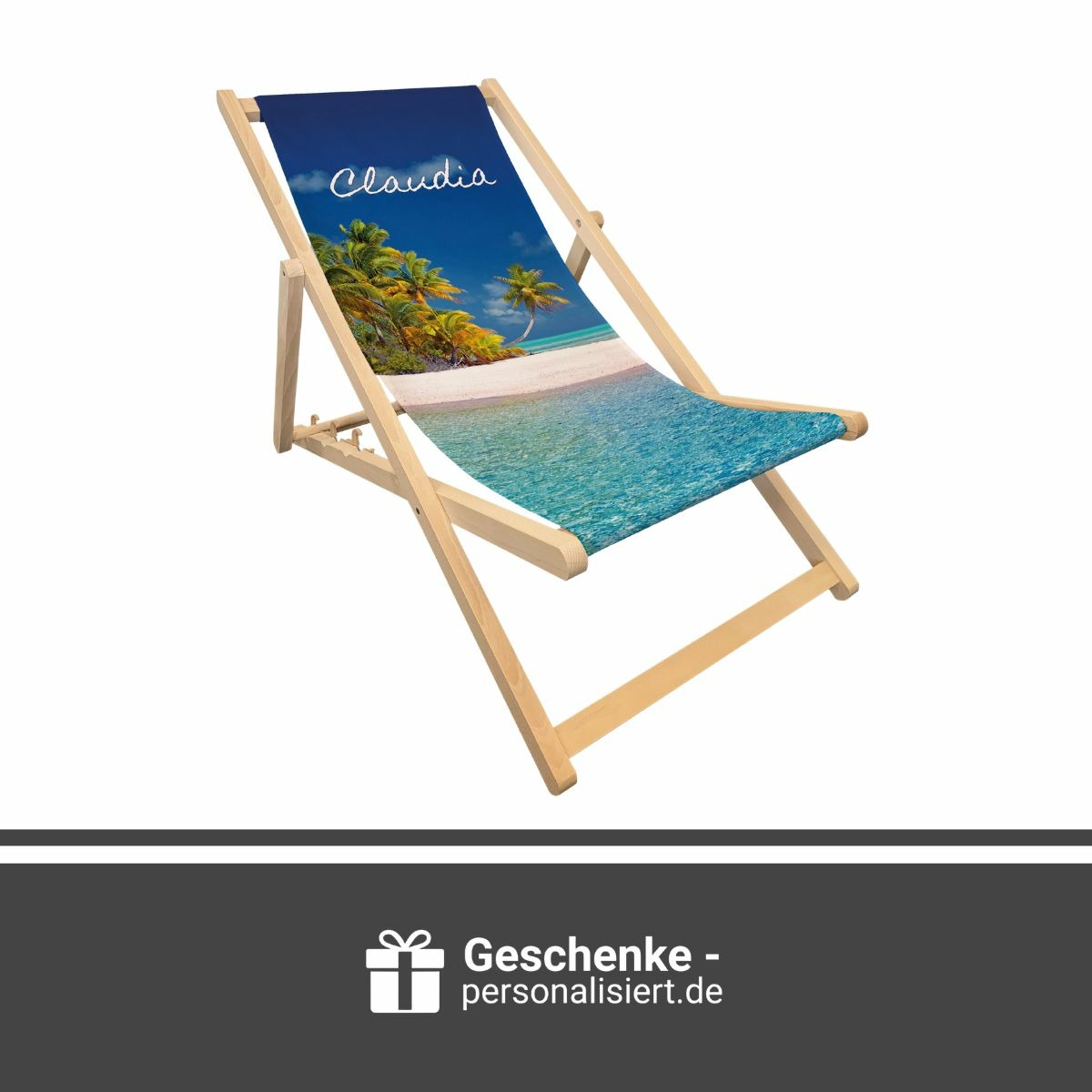 Personalisierter Liegestuhl mit Name und Motiv