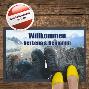 Unikatolo Fußmatte Motiv Wandern mit Name personalisiert