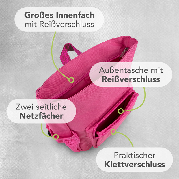 Unikatolo Kindergartenrucksack Einhorn mit Name | pink