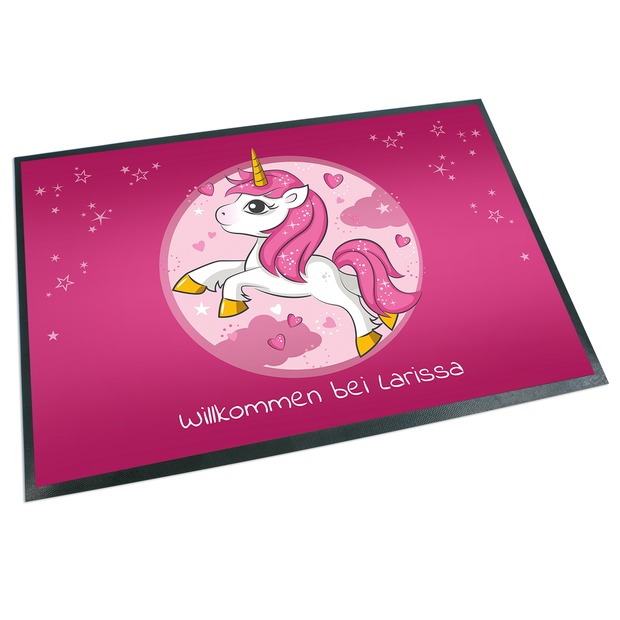Unikatolo Fußmatte Kinderzimmer Einhorn mit Name personalisiert