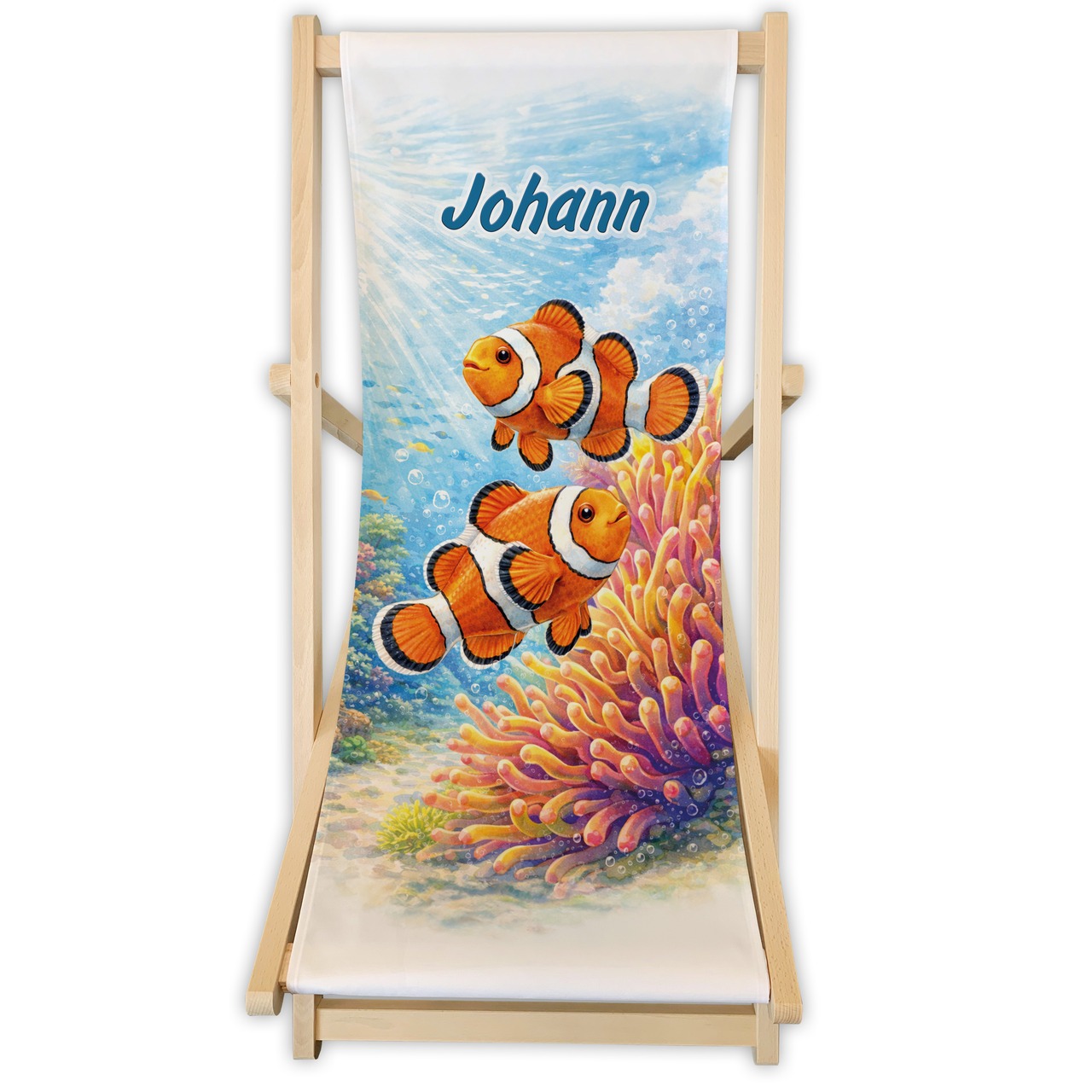 Kinderliegestuhl Fische mit Name personalisiert