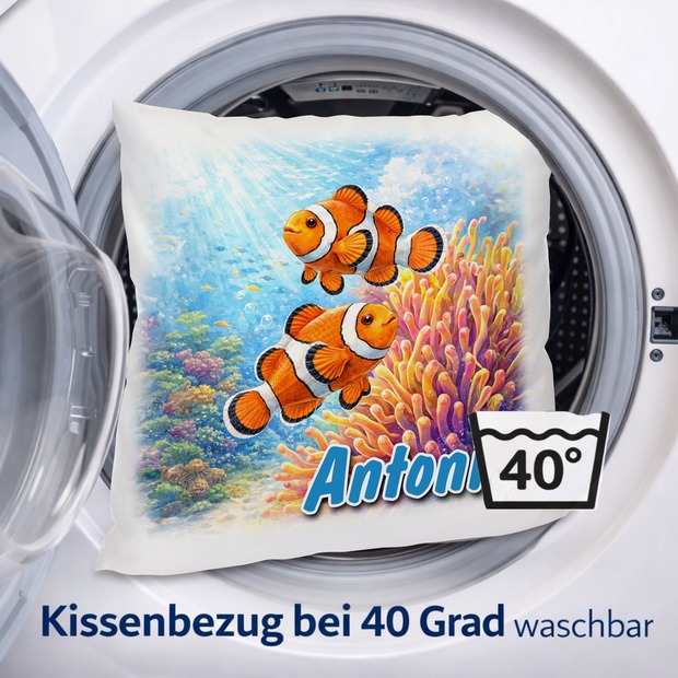 Personalisiertes Kissen mit Fische und Name bedruckt