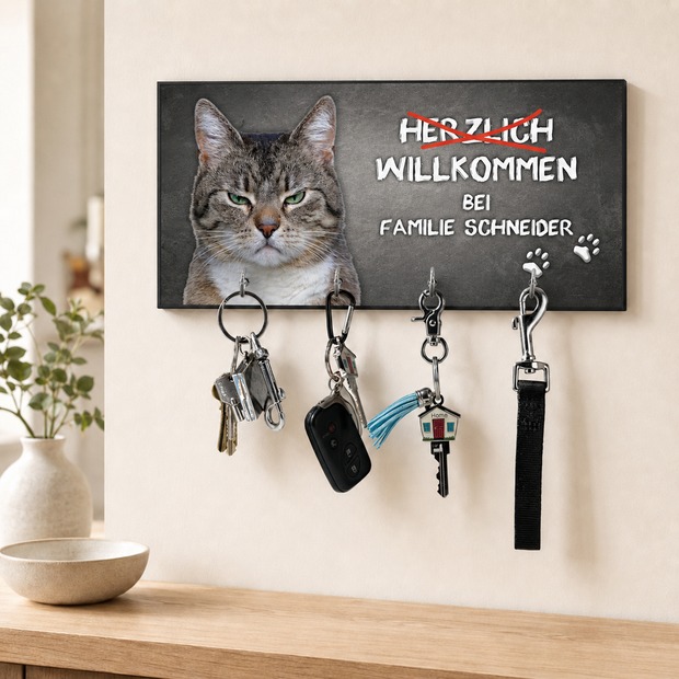 Unikatolo Schlüsselbrett Miezepeter mit Name personalisiert