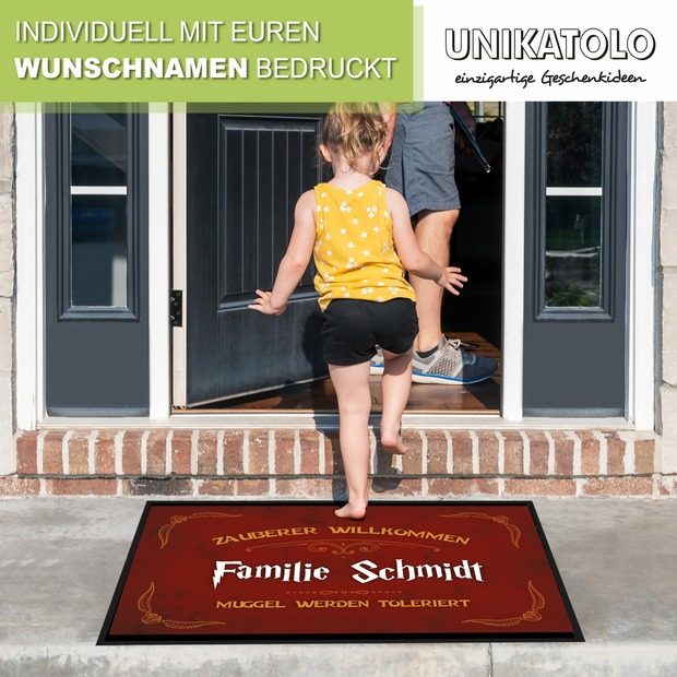 Unikatolo Fußmatte Zauberer Willkommen mit Name personalisiert