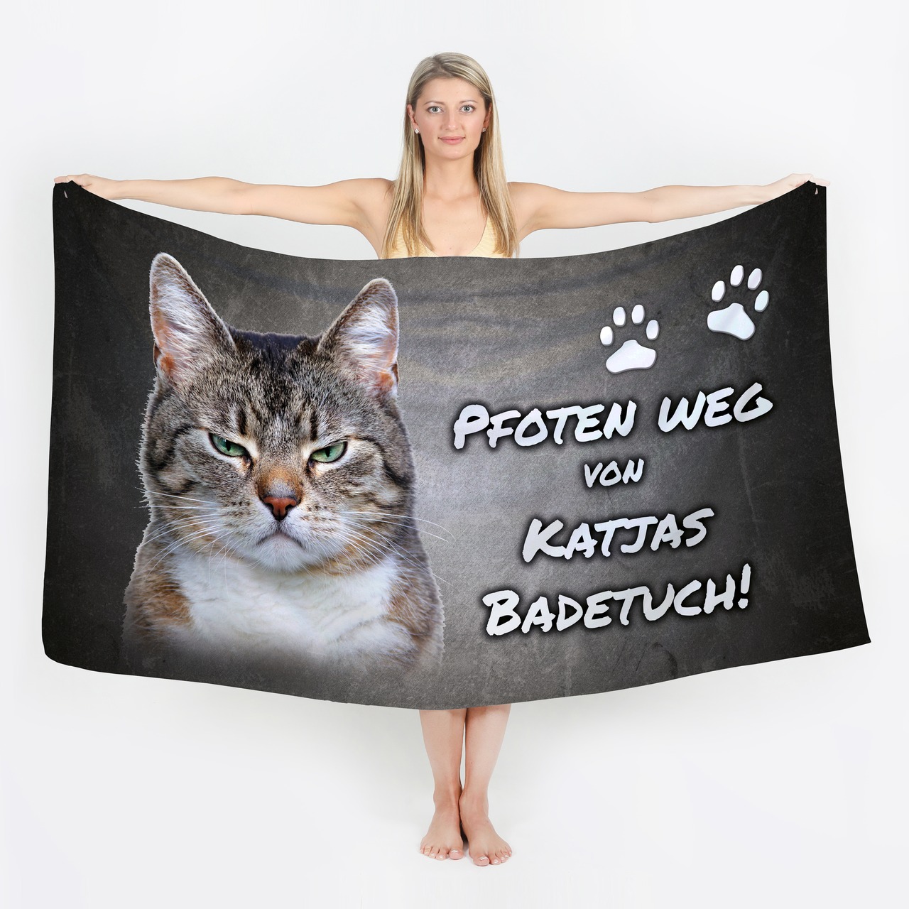 Unikatolo Badetuch Motiv Miezepeter mit Name personalisiert