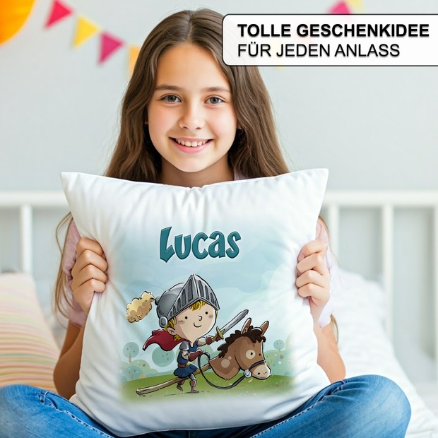 Unikatolo Kissen Motiv Ritter mit Name personalisiert