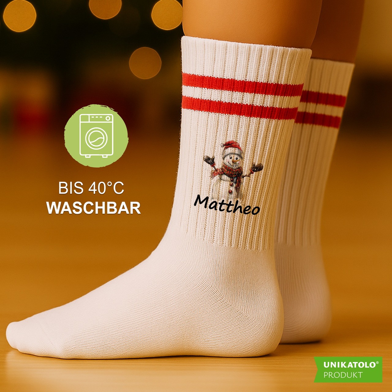 Weihnachtssocken Schneemann mit Name