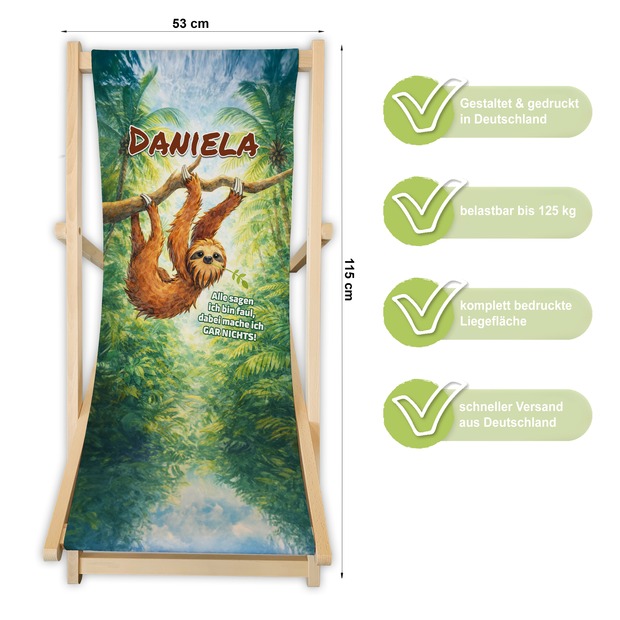 Unikatolo Liegestuhl Faultier mit Name personalisiert