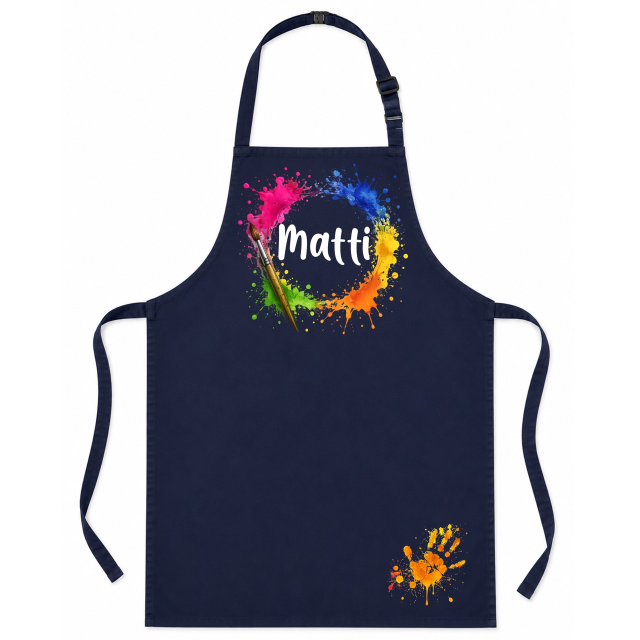 Unikatolo Kinderschürze Farbkleckse mit Name personalisiert | NAVY