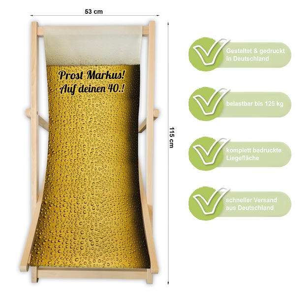 Unikatolo Liegestuhl Bier mit Name personalisiert