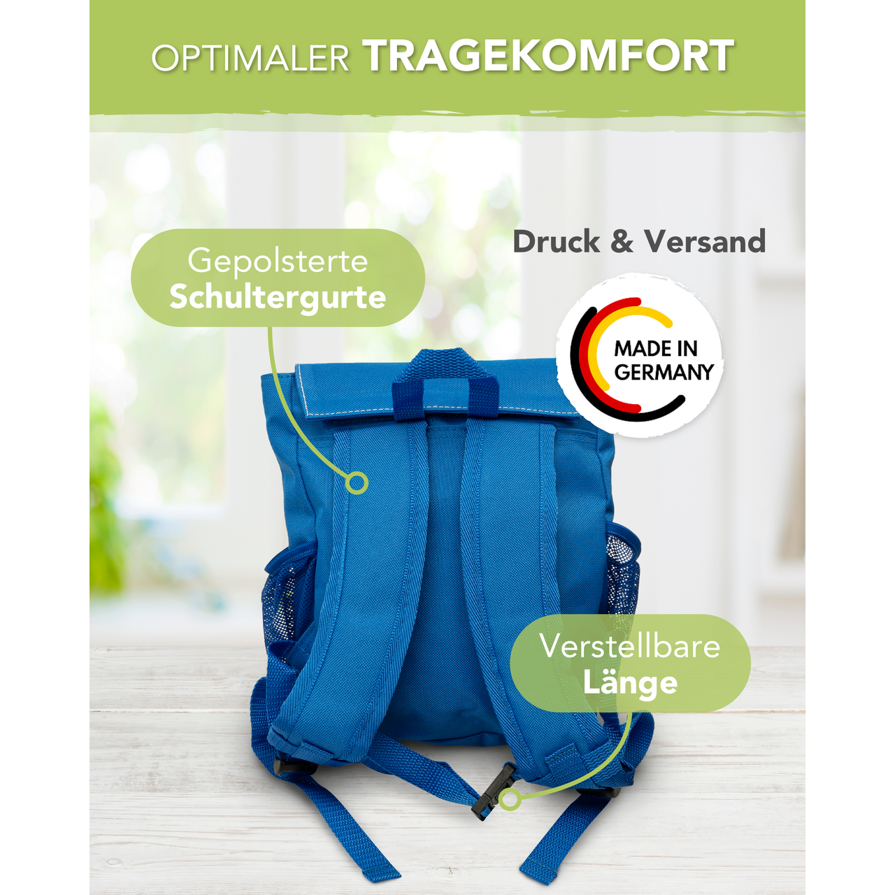 Unikatolo Kindergartenrucksack Traktor mit Name | rot