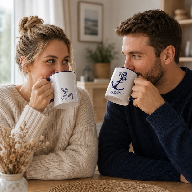 Unikatolo Tasse mit Name personalisiert Motiv Anker