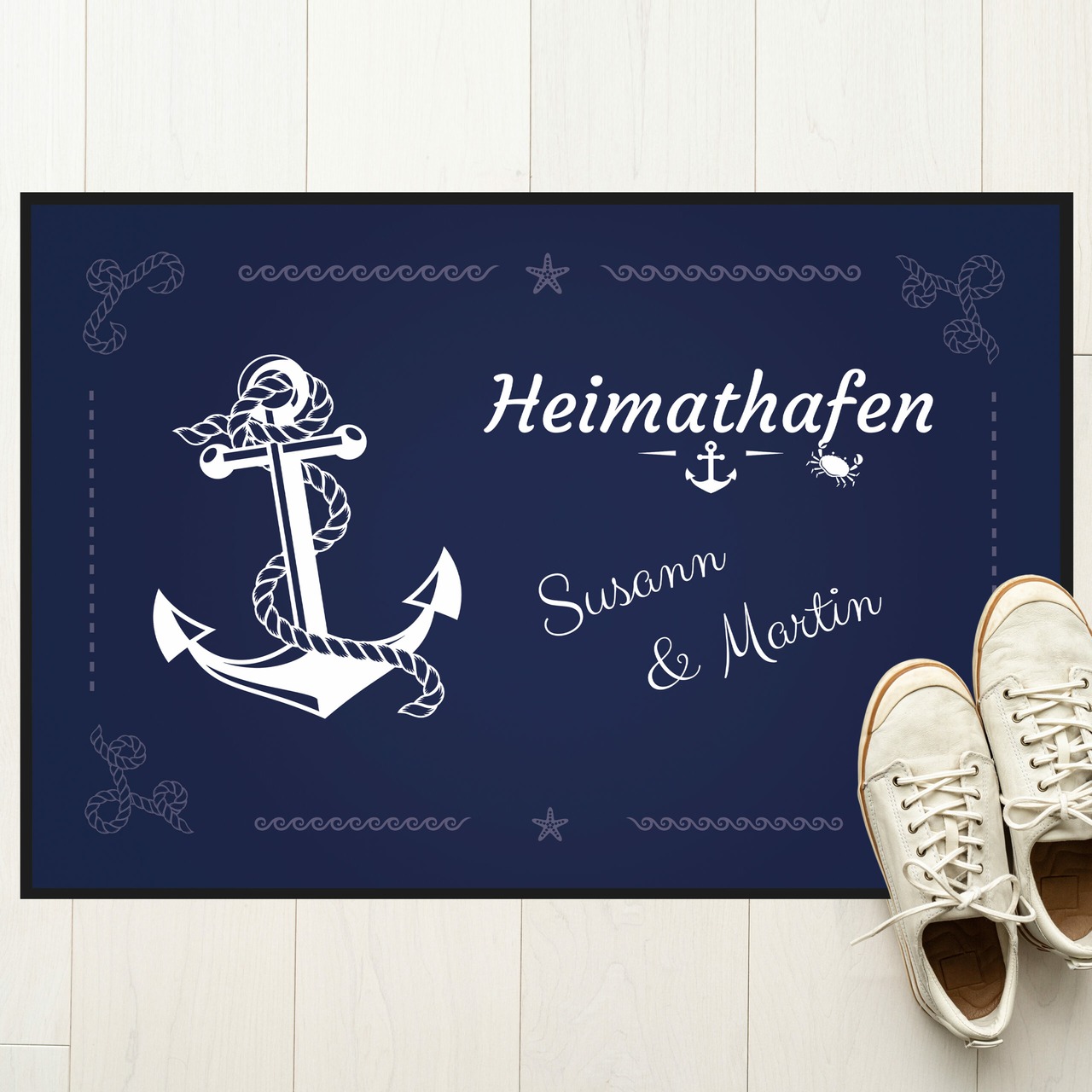 Unikatolo Fußmatte Anker Heimathafen mit Name personalisiert