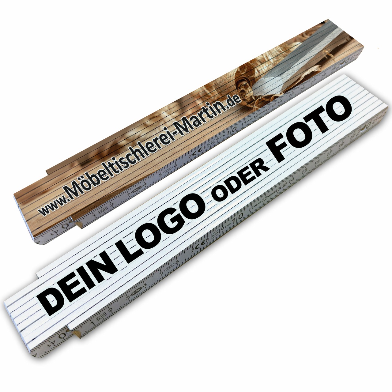 Unikatolo Zollstock / Meterstab mit Logo oder Foto personalisiert bedruckt