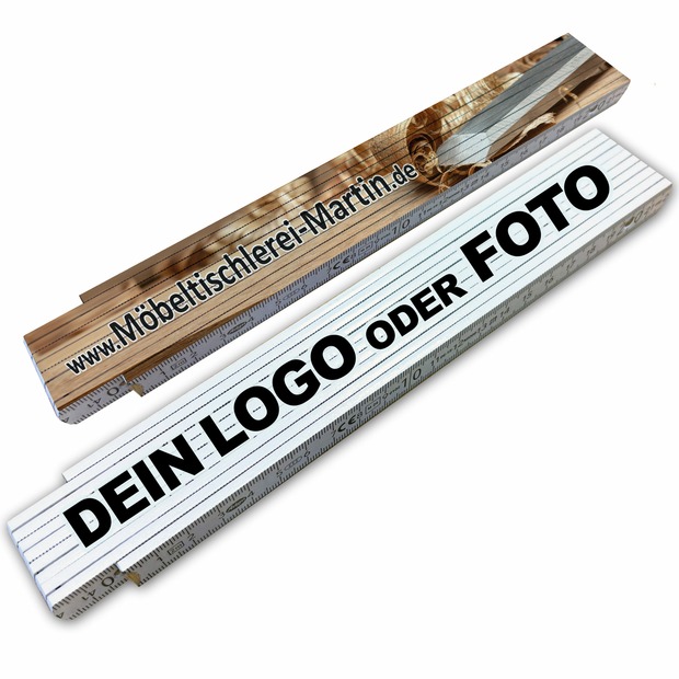 Unikatolo Zollstock / Meterstab mit Logo oder Foto personalisiert bedruckt