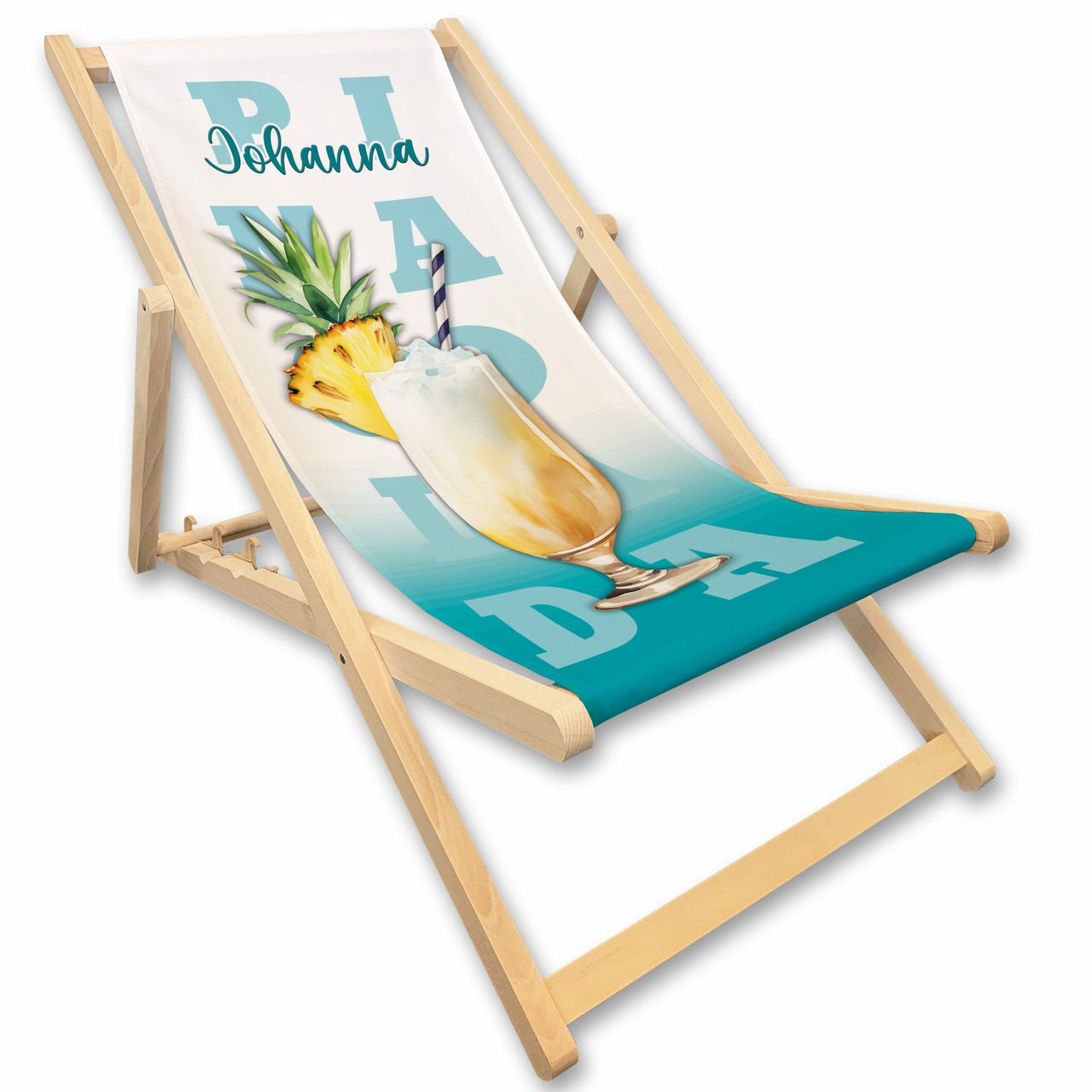 Unikatolo Liegestuhl PINA COLADA mit Name personalisiert