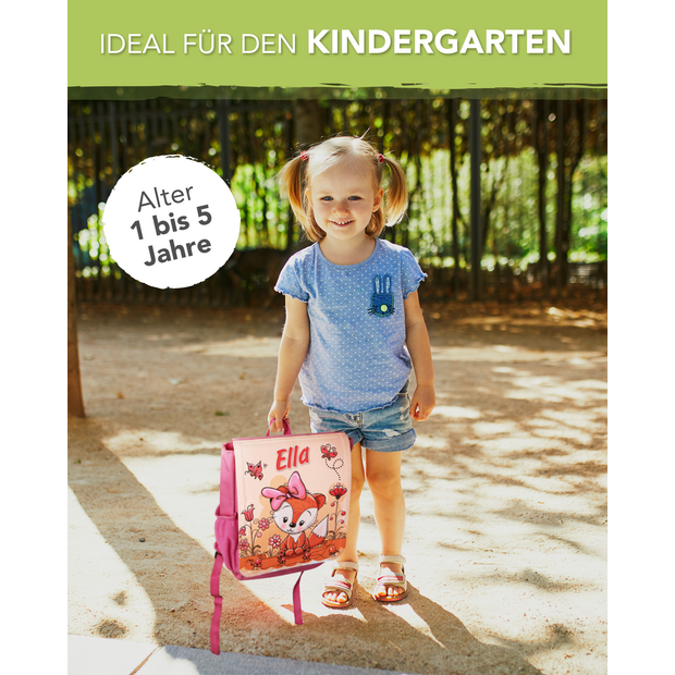 Unikatolo Kindergartenrucksack Traktor mit Name | rot