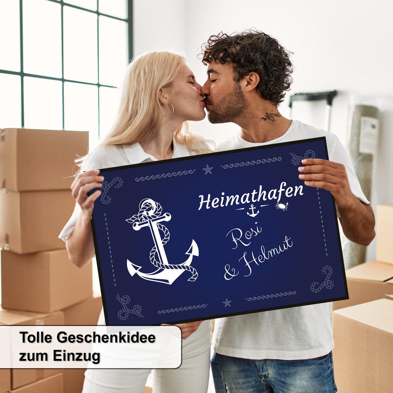 Unikatolo Fußmatte Anker Heimathafen mit Name personalisiert
