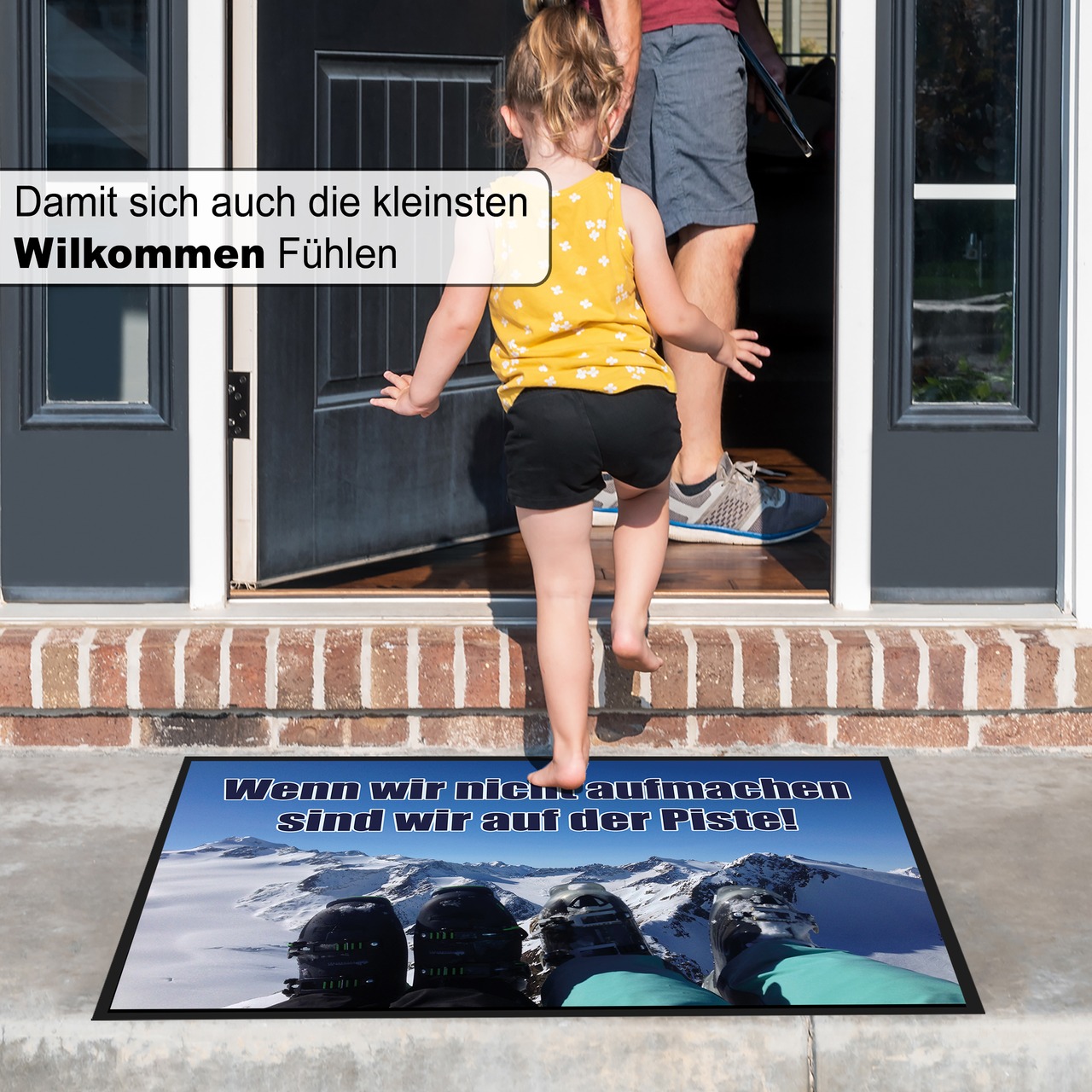 Unikatolo Fußmatte Motiv Skipiste mit Name personalisiert