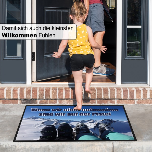 Unikatolo Fußmatte Motiv Skipiste mit Name personalisiert