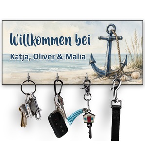 Unikatolo Schlüsselbrett Anker Maritim mit Name personalisiert