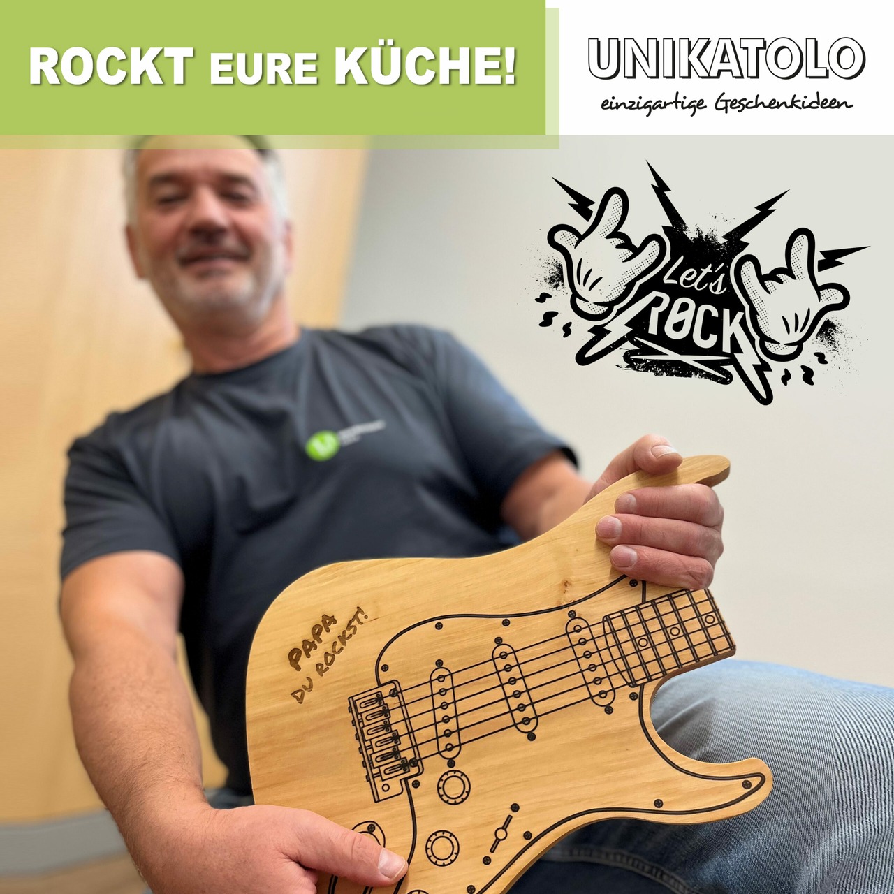Unikatolo Schneidebrett E-Gitarre personalisiert mit Name