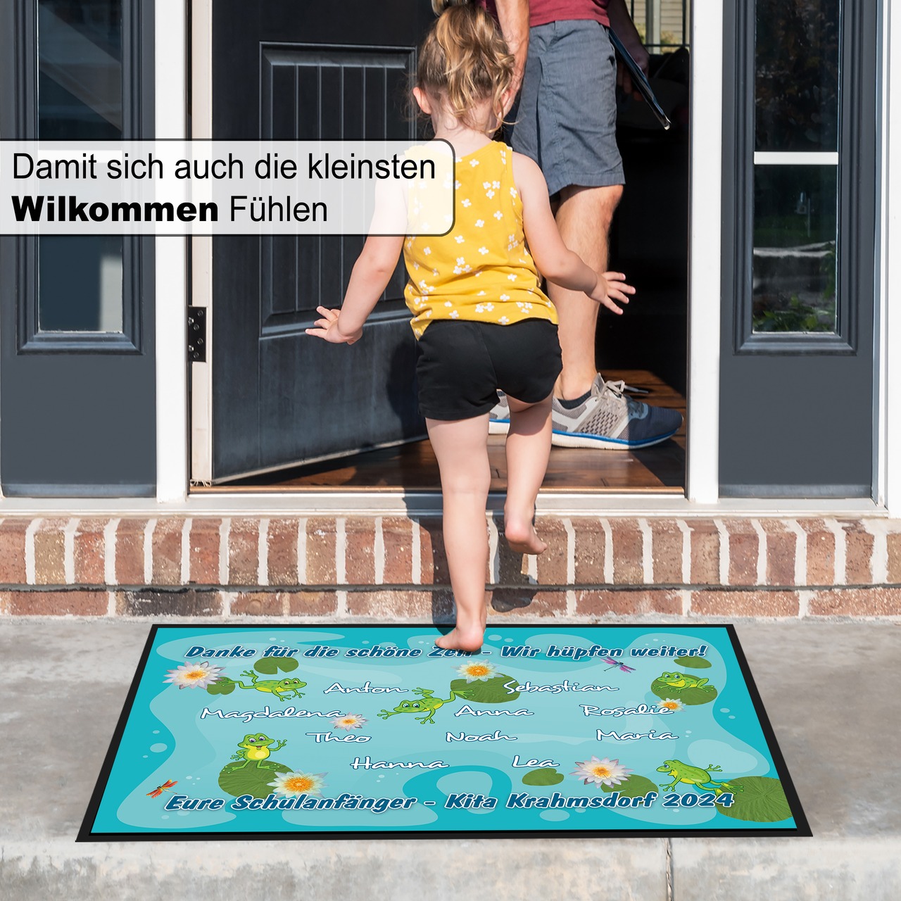 Unikatolo Fußmatte FRÖSCHE Kita Abschied mit Namen